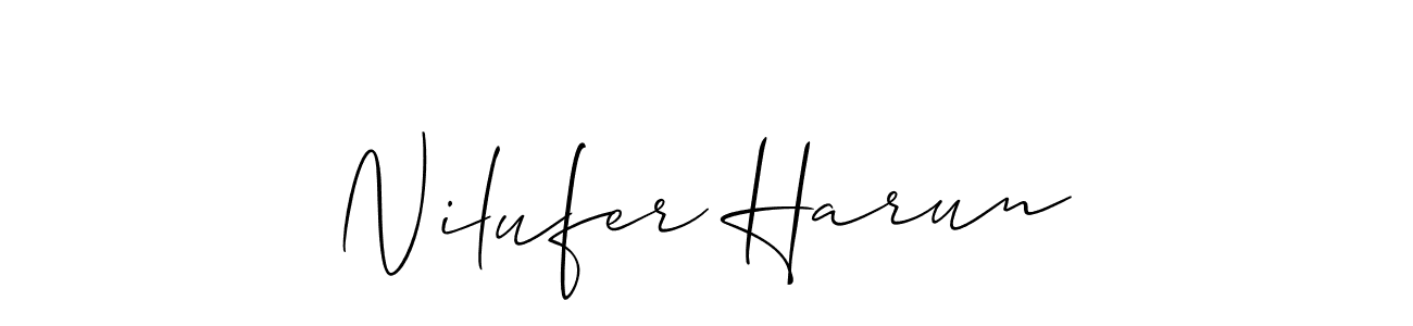 You should practise on your own different ways (Allison_Script) to write your name (Nilufer Harun) in signature. don't let someone else do it for you. Nilufer Harun signature style 2 images and pictures png