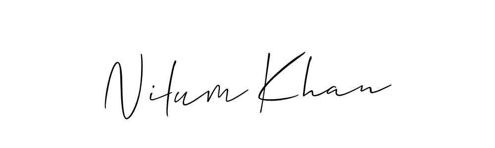 The best way (Allison_Script) to make a short signature is to pick only two or three words in your name. The name Nilum Khan include a total of six letters. For converting this name. Nilum Khan signature style 2 images and pictures png