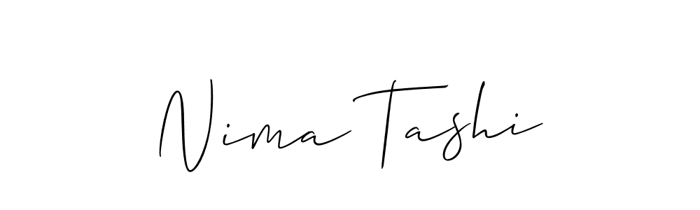 Make a beautiful signature design for name Nima Tashi. With this signature (Allison_Script) style, you can create a handwritten signature for free. Nima Tashi signature style 2 images and pictures png