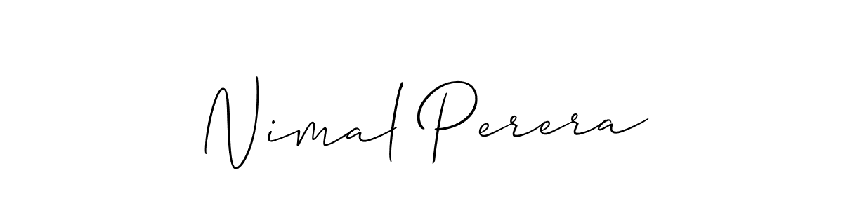 Create a beautiful signature design for name Nimal Perera. With this signature (Allison_Script) fonts, you can make a handwritten signature for free. Nimal Perera signature style 2 images and pictures png