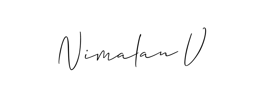 Design your own signature with our free online signature maker. With this signature software, you can create a handwritten (Allison_Script) signature for name Nimalan V. Nimalan V signature style 2 images and pictures png