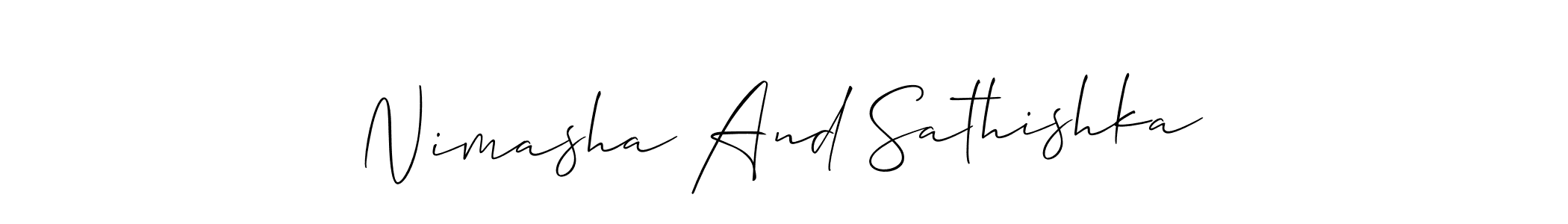 Use a signature maker to create a handwritten signature online. With this signature software, you can design (Allison_Script) your own signature for name Nimasha And Sathishka. Nimasha And Sathishka signature style 2 images and pictures png