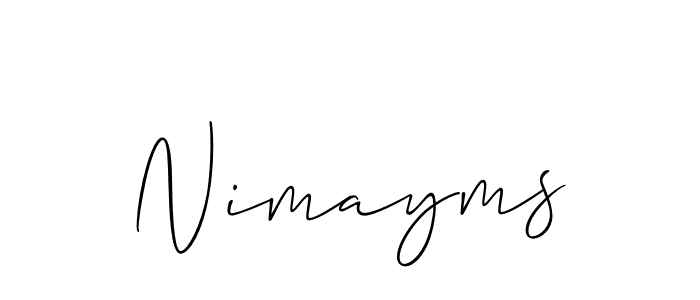 Use a signature maker to create a handwritten signature online. With this signature software, you can design (Allison_Script) your own signature for name Nimayms. Nimayms signature style 2 images and pictures png