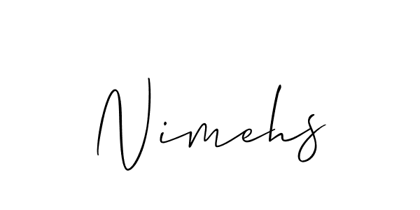 Use a signature maker to create a handwritten signature online. With this signature software, you can design (Allison_Script) your own signature for name Nimehs. Nimehs signature style 2 images and pictures png