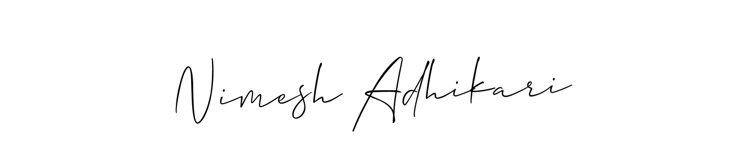 The best way (Allison_Script) to make a short signature is to pick only two or three words in your name. The name Nimesh Adhikari include a total of six letters. For converting this name. Nimesh Adhikari signature style 2 images and pictures png