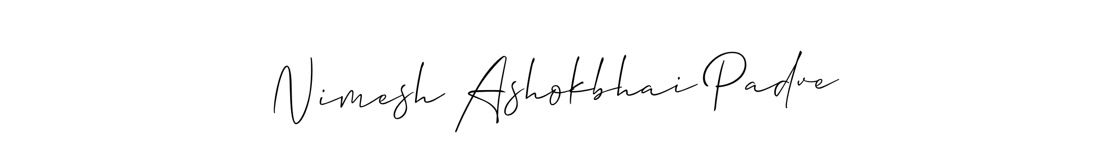 You should practise on your own different ways (Allison_Script) to write your name (Nimesh Ashokbhai Padve) in signature. don't let someone else do it for you. Nimesh Ashokbhai Padve signature style 2 images and pictures png