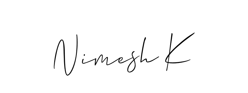 if you are searching for the best signature style for your name Nimesh K. so please give up your signature search. here we have designed multiple signature styles  using Allison_Script. Nimesh K signature style 2 images and pictures png