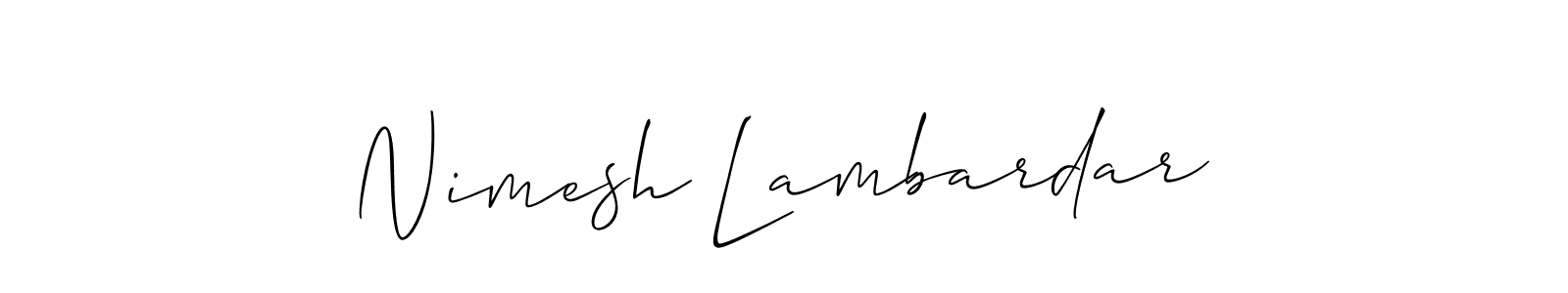 Also You can easily find your signature by using the search form. We will create Nimesh Lambardar name handwritten signature images for you free of cost using Allison_Script sign style. Nimesh Lambardar signature style 2 images and pictures png