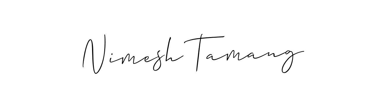 The best way (Allison_Script) to make a short signature is to pick only two or three words in your name. The name Nimesh Tamang include a total of six letters. For converting this name. Nimesh Tamang signature style 2 images and pictures png