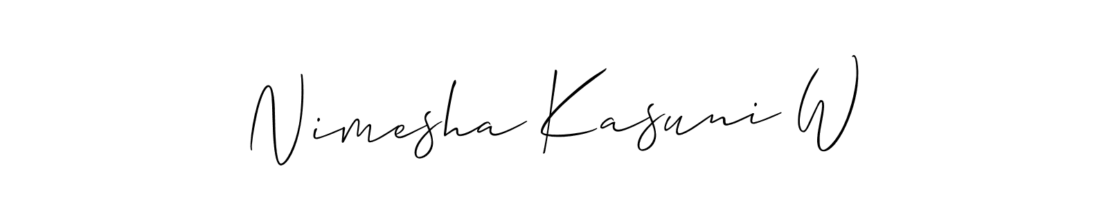Also You can easily find your signature by using the search form. We will create Nimesha Kasuni W name handwritten signature images for you free of cost using Allison_Script sign style. Nimesha Kasuni W signature style 2 images and pictures png