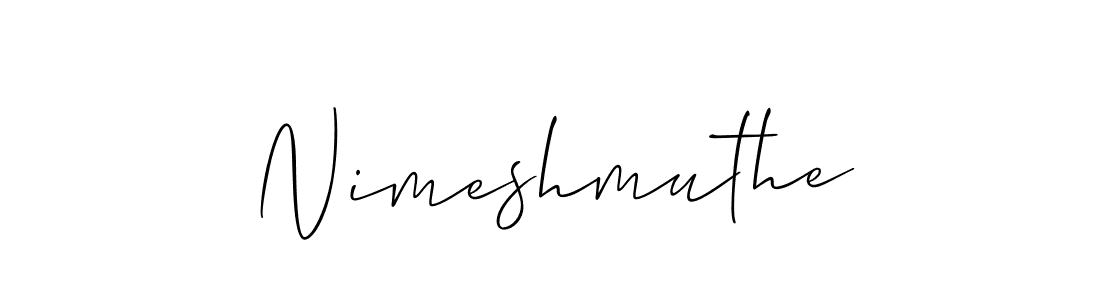 Use a signature maker to create a handwritten signature online. With this signature software, you can design (Allison_Script) your own signature for name Nimeshmuthe. Nimeshmuthe signature style 2 images and pictures png