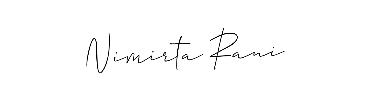 if you are searching for the best signature style for your name Nimirta Rani. so please give up your signature search. here we have designed multiple signature styles  using Allison_Script. Nimirta Rani signature style 2 images and pictures png