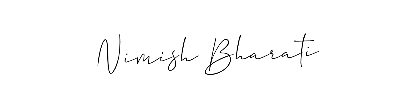 if you are searching for the best signature style for your name Nimish Bharati. so please give up your signature search. here we have designed multiple signature styles  using Allison_Script. Nimish Bharati signature style 2 images and pictures png