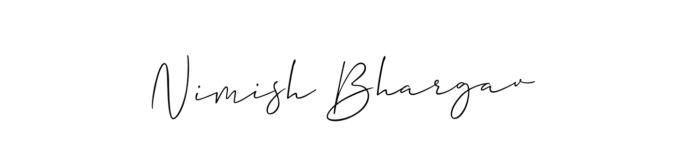 Also You can easily find your signature by using the search form. We will create Nimish Bhargav name handwritten signature images for you free of cost using Allison_Script sign style. Nimish Bhargav signature style 2 images and pictures png