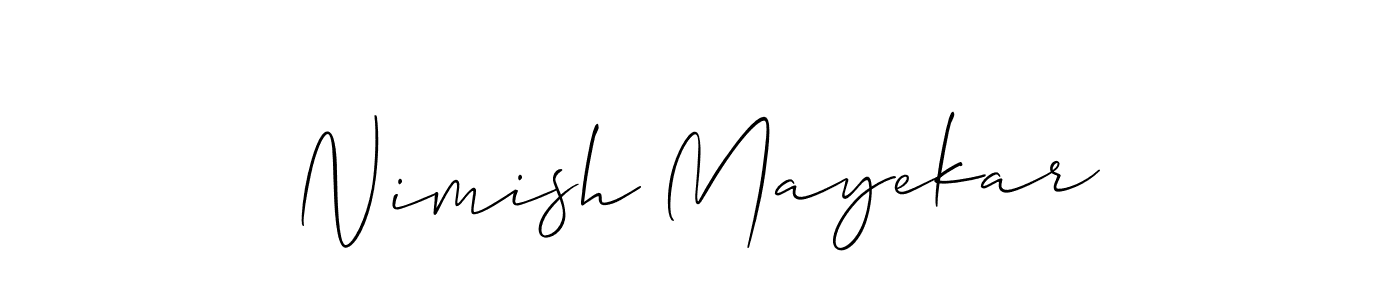 Allison_Script is a professional signature style that is perfect for those who want to add a touch of class to their signature. It is also a great choice for those who want to make their signature more unique. Get Nimish Mayekar name to fancy signature for free. Nimish Mayekar signature style 2 images and pictures png