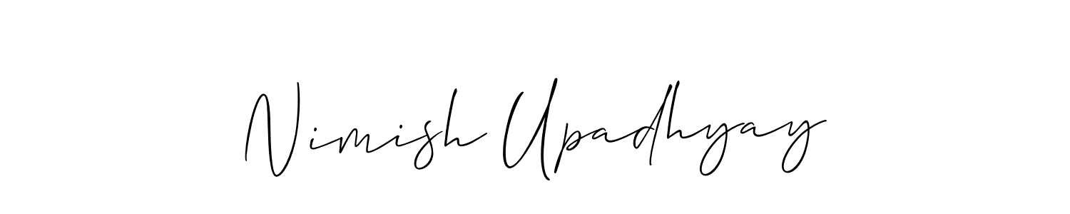 You should practise on your own different ways (Allison_Script) to write your name (Nimish Upadhyay) in signature. don't let someone else do it for you. Nimish Upadhyay signature style 2 images and pictures png