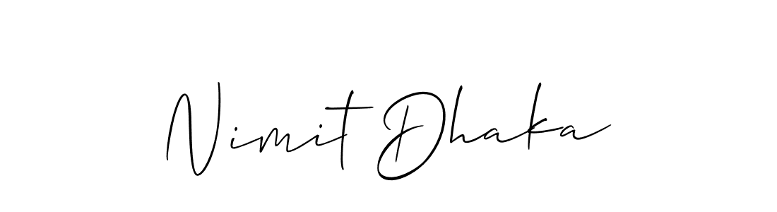It looks lik you need a new signature style for name Nimit Dhaka. Design unique handwritten (Allison_Script) signature with our free signature maker in just a few clicks. Nimit Dhaka signature style 2 images and pictures png