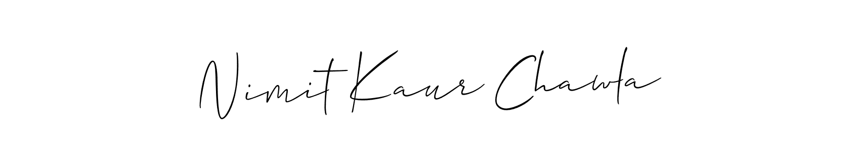 You should practise on your own different ways (Allison_Script) to write your name (Nimit Kaur Chawla) in signature. don't let someone else do it for you. Nimit Kaur Chawla signature style 2 images and pictures png