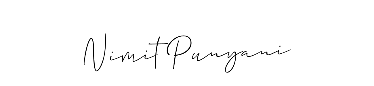 Make a short Nimit Punyani signature style. Manage your documents anywhere anytime using Allison_Script. Create and add eSignatures, submit forms, share and send files easily. Nimit Punyani signature style 2 images and pictures png