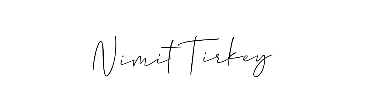 The best way (Allison_Script) to make a short signature is to pick only two or three words in your name. The name Nimit Tirkey include a total of six letters. For converting this name. Nimit Tirkey signature style 2 images and pictures png