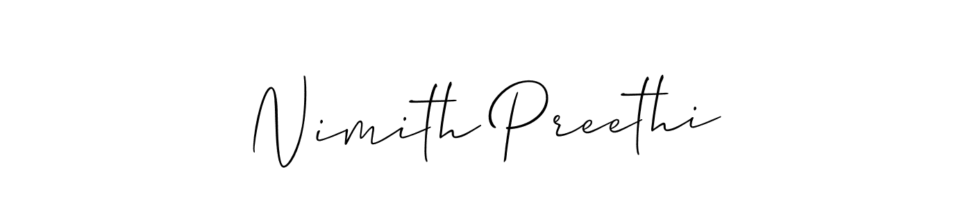 How to make Nimith Preethi signature? Allison_Script is a professional autograph style. Create handwritten signature for Nimith Preethi name. Nimith Preethi signature style 2 images and pictures png