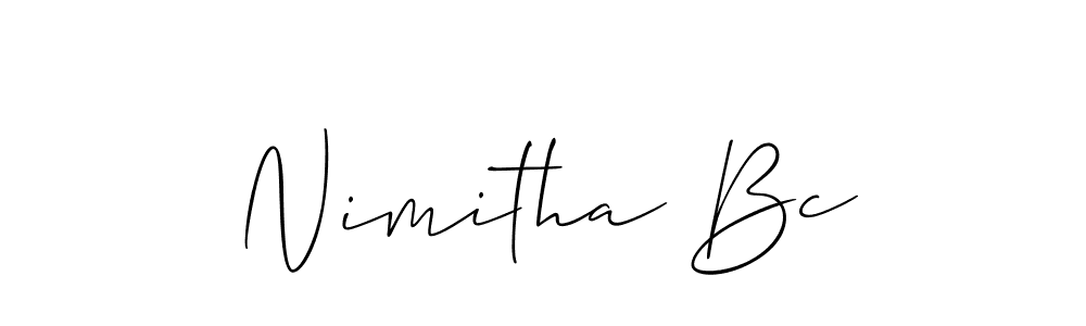 You should practise on your own different ways (Allison_Script) to write your name (Nimitha Bc) in signature. don't let someone else do it for you. Nimitha Bc signature style 2 images and pictures png