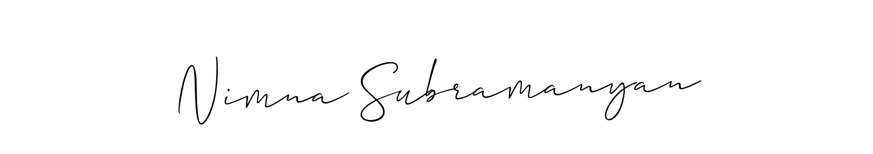 This is the best signature style for the Nimna Subramanyan name. Also you like these signature font (Allison_Script). Mix name signature. Nimna Subramanyan signature style 2 images and pictures png