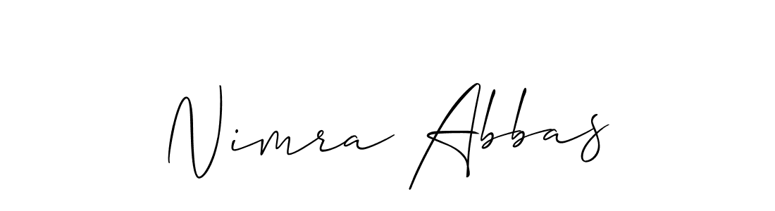 Create a beautiful signature design for name Nimra Abbas. With this signature (Allison_Script) fonts, you can make a handwritten signature for free. Nimra Abbas signature style 2 images and pictures png
