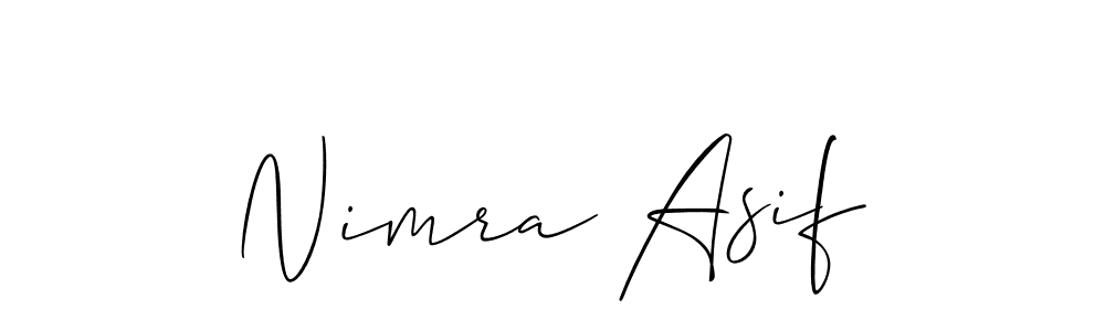 Create a beautiful signature design for name Nimra Asif. With this signature (Allison_Script) fonts, you can make a handwritten signature for free. Nimra Asif signature style 2 images and pictures png