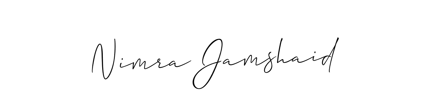 Also You can easily find your signature by using the search form. We will create Nimra Jamshaid name handwritten signature images for you free of cost using Allison_Script sign style. Nimra Jamshaid signature style 2 images and pictures png