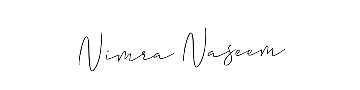 How to make Nimra Naseem name signature. Use Allison_Script style for creating short signs online. This is the latest handwritten sign. Nimra Naseem signature style 2 images and pictures png