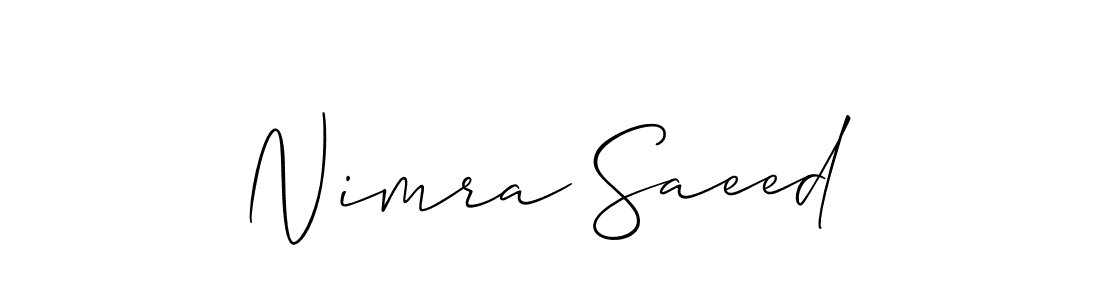 Design your own signature with our free online signature maker. With this signature software, you can create a handwritten (Allison_Script) signature for name Nimra Saeed. Nimra Saeed signature style 2 images and pictures png