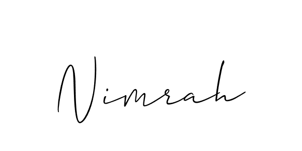 Use a signature maker to create a handwritten signature online. With this signature software, you can design (Allison_Script) your own signature for name Nimrah. Nimrah signature style 2 images and pictures png