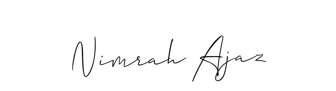 if you are searching for the best signature style for your name Nimrah Ajaz. so please give up your signature search. here we have designed multiple signature styles  using Allison_Script. Nimrah Ajaz signature style 2 images and pictures png