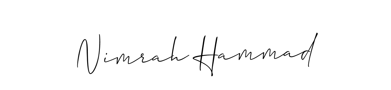 Make a beautiful signature design for name Nimrah Hammad. With this signature (Allison_Script) style, you can create a handwritten signature for free. Nimrah Hammad signature style 2 images and pictures png