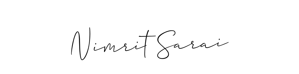 This is the best signature style for the Nimrit Sarai name. Also you like these signature font (Allison_Script). Mix name signature. Nimrit Sarai signature style 2 images and pictures png