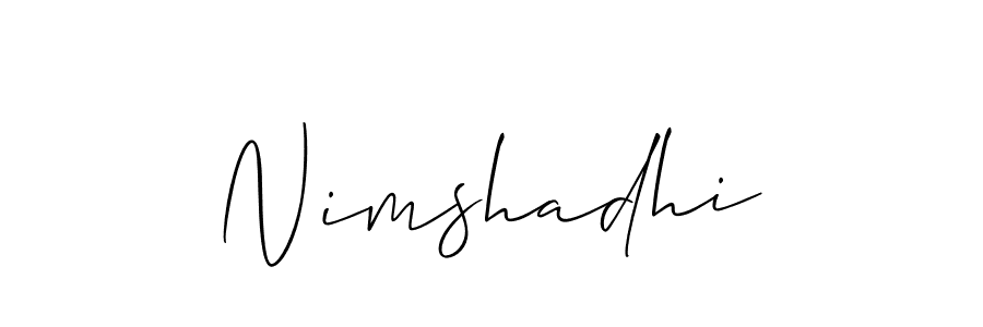 Use a signature maker to create a handwritten signature online. With this signature software, you can design (Allison_Script) your own signature for name Nimshadhi. Nimshadhi signature style 2 images and pictures png