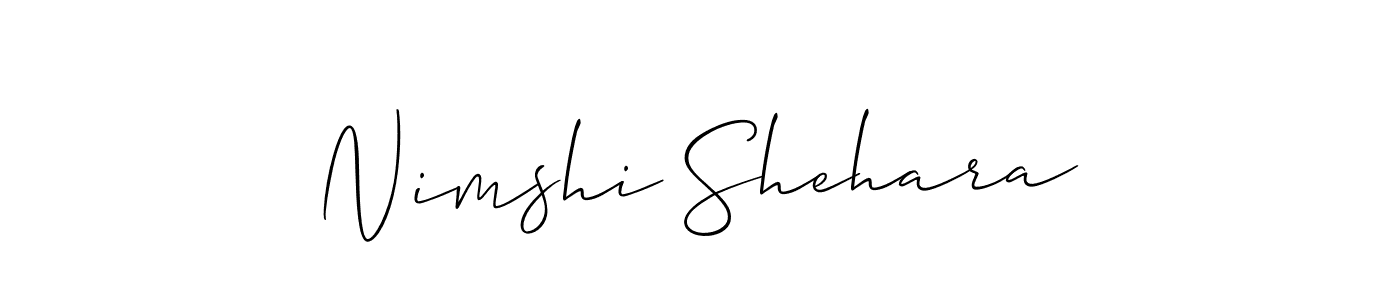 How to make Nimshi Shehara signature? Allison_Script is a professional autograph style. Create handwritten signature for Nimshi Shehara name. Nimshi Shehara signature style 2 images and pictures png