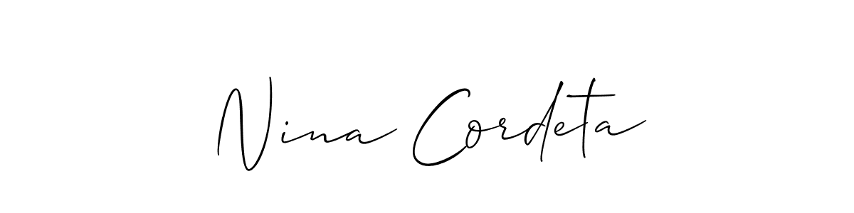 The best way (Allison_Script) to make a short signature is to pick only two or three words in your name. The name Nina Cordeta include a total of six letters. For converting this name. Nina Cordeta signature style 2 images and pictures png