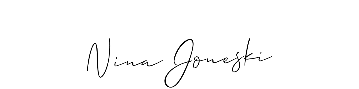 How to make Nina Joneski name signature. Use Allison_Script style for creating short signs online. This is the latest handwritten sign. Nina Joneski signature style 2 images and pictures png