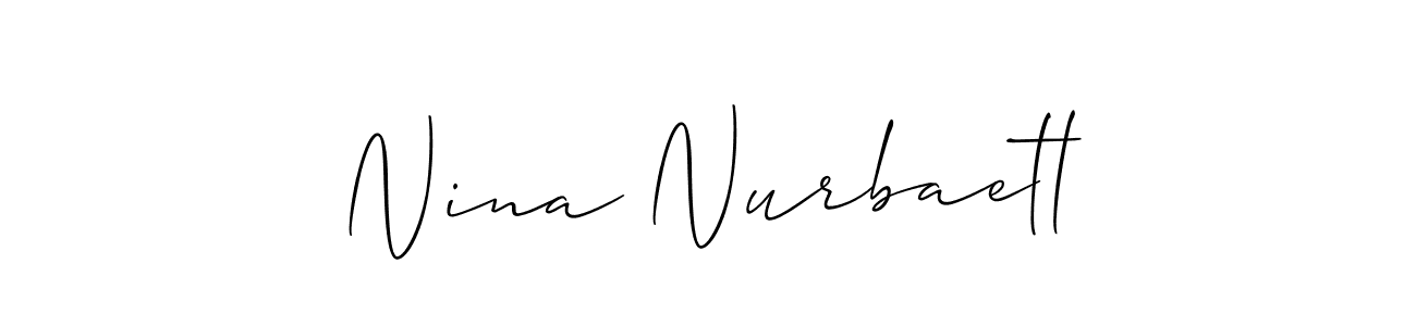 This is the best signature style for the Nina Nurbaetl name. Also you like these signature font (Allison_Script). Mix name signature. Nina Nurbaetl signature style 2 images and pictures png