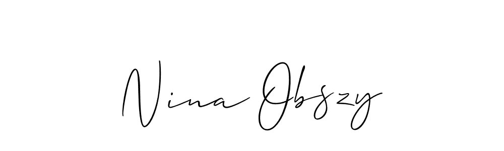 Similarly Allison_Script is the best handwritten signature design. Signature creator online .You can use it as an online autograph creator for name Nina Obszy. Nina Obszy signature style 2 images and pictures png