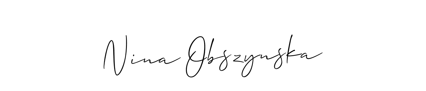 Similarly Allison_Script is the best handwritten signature design. Signature creator online .You can use it as an online autograph creator for name Nina Obszynska. Nina Obszynska signature style 2 images and pictures png