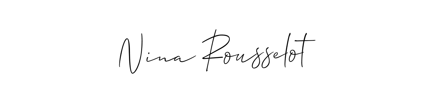 How to make Nina Rousselot name signature. Use Allison_Script style for creating short signs online. This is the latest handwritten sign. Nina Rousselot signature style 2 images and pictures png