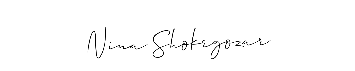 Use a signature maker to create a handwritten signature online. With this signature software, you can design (Allison_Script) your own signature for name Nina Shokrgozar. Nina Shokrgozar signature style 2 images and pictures png
