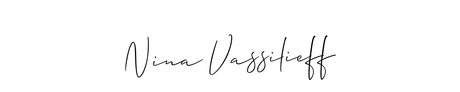 This is the best signature style for the Nina Vassilieff name. Also you like these signature font (Allison_Script). Mix name signature. Nina Vassilieff signature style 2 images and pictures png