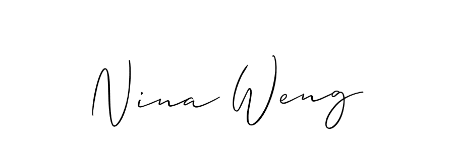 How to make Nina Weng name signature. Use Allison_Script style for creating short signs online. This is the latest handwritten sign. Nina Weng signature style 2 images and pictures png