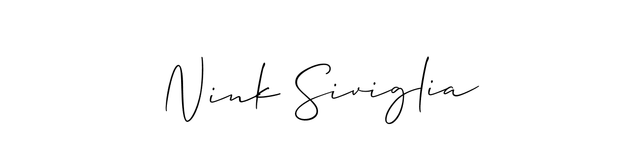 Make a beautiful signature design for name Nink Siviglia. With this signature (Allison_Script) style, you can create a handwritten signature for free. Nink Siviglia signature style 2 images and pictures png