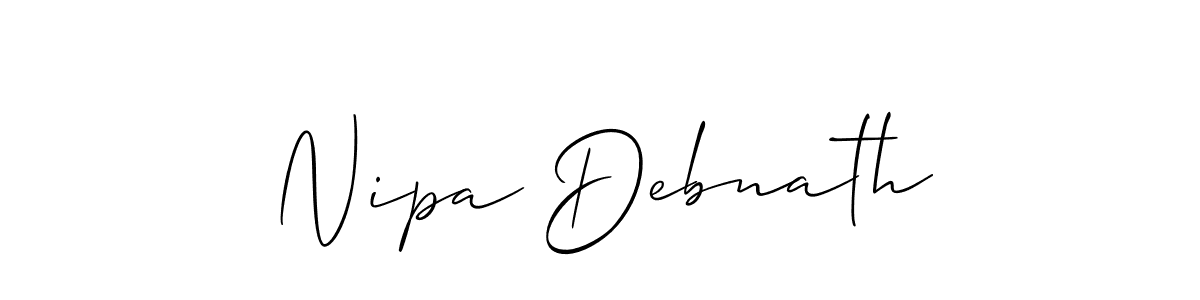 Make a short Nipa Debnath signature style. Manage your documents anywhere anytime using Allison_Script. Create and add eSignatures, submit forms, share and send files easily. Nipa Debnath signature style 2 images and pictures png