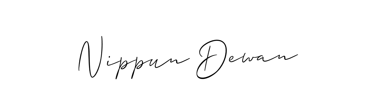 It looks lik you need a new signature style for name Nippun Dewan. Design unique handwritten (Allison_Script) signature with our free signature maker in just a few clicks. Nippun Dewan signature style 2 images and pictures png